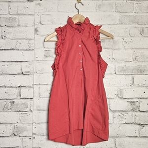 BCBGMAXAZRIA Coral Ruffle Blouse Sleeveless Designer Feminine XXS